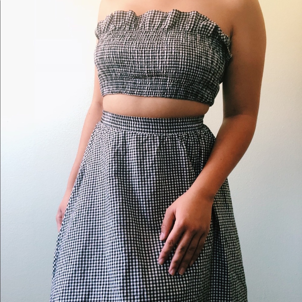 Gingham Crop Top And Maxi Skirt Set